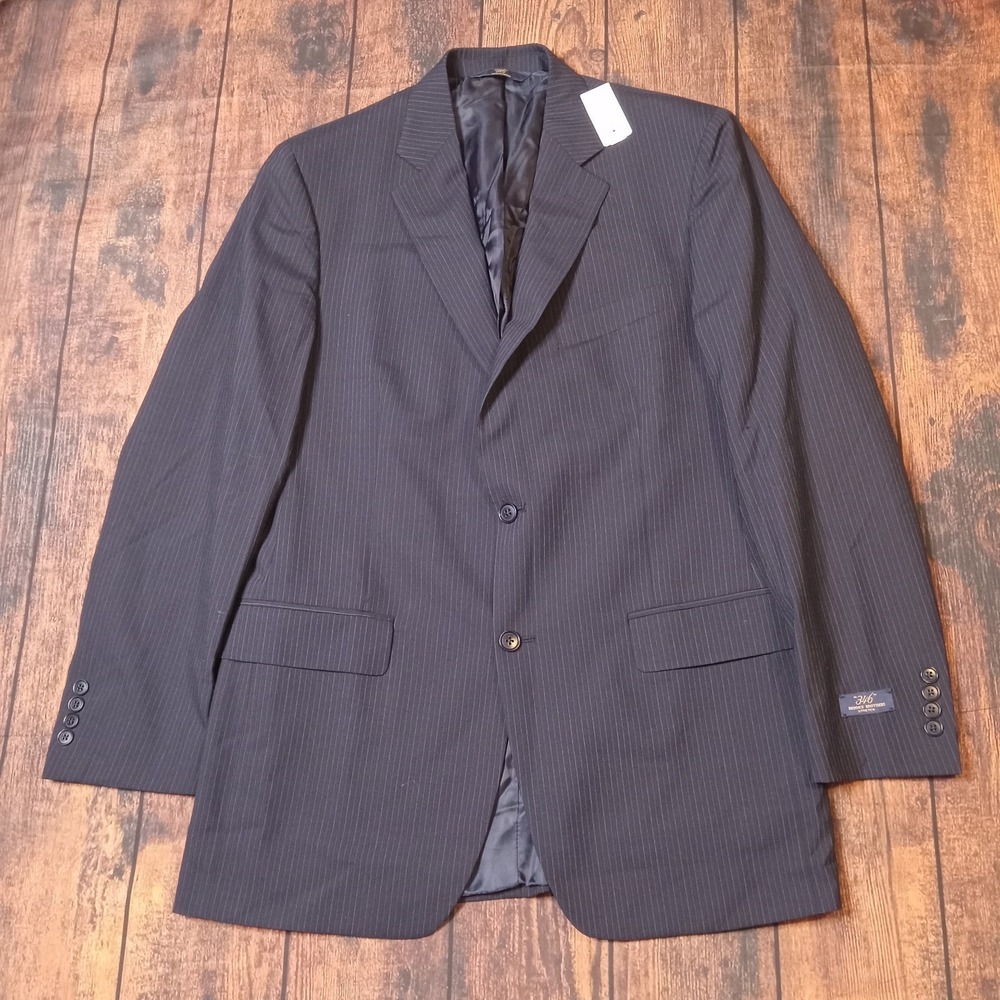 Brooks Brothers 346 Stretch 100% Wool Blazer 40L Navy Pinstripe